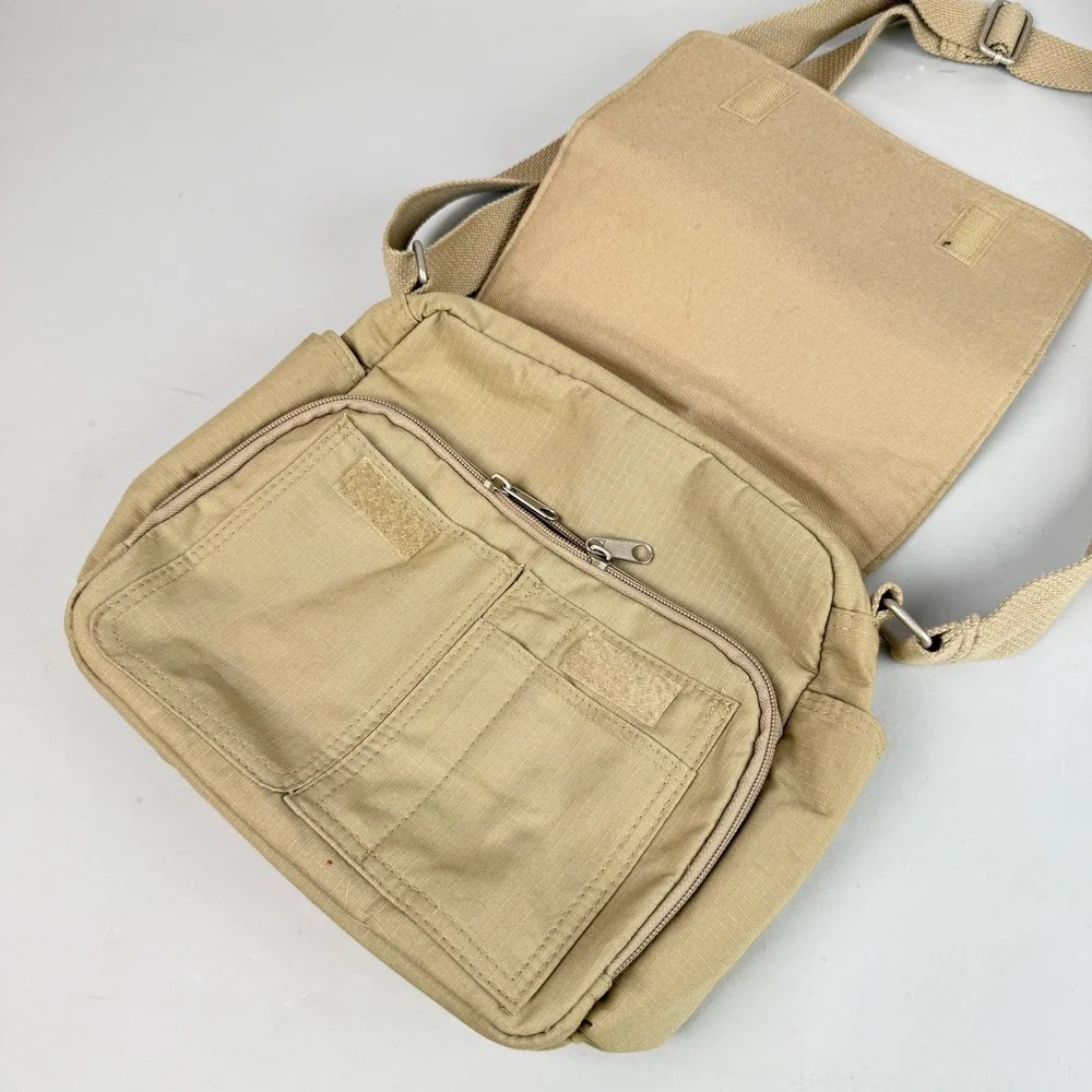 Authentic Collection Messenger Bag Unisex Medium Tan Good Ripstop Crossbody